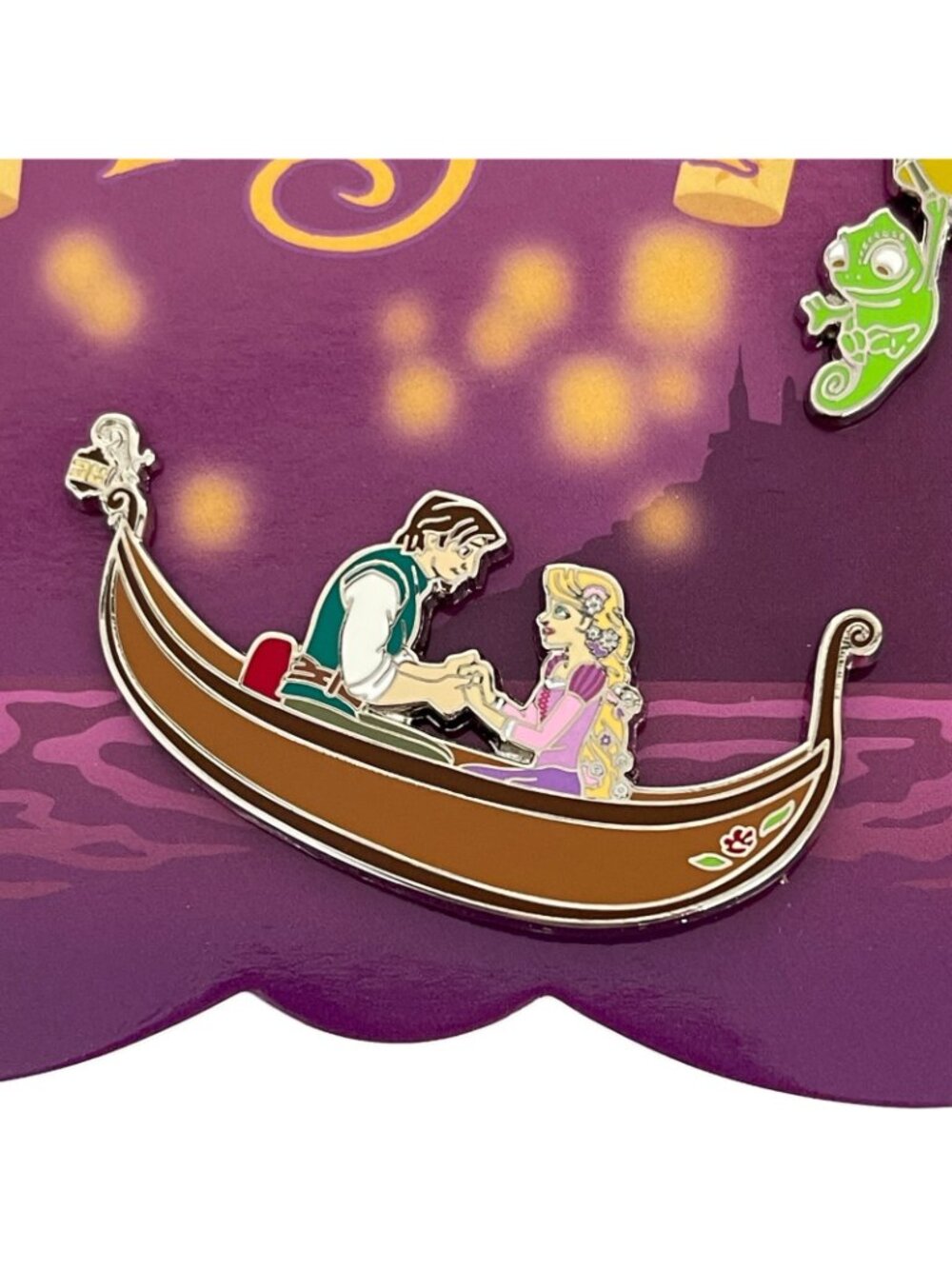 Disney Store Tangled Rapunzel Flynn Rider Pascal 2 Pin Set - Picture 8 of 9